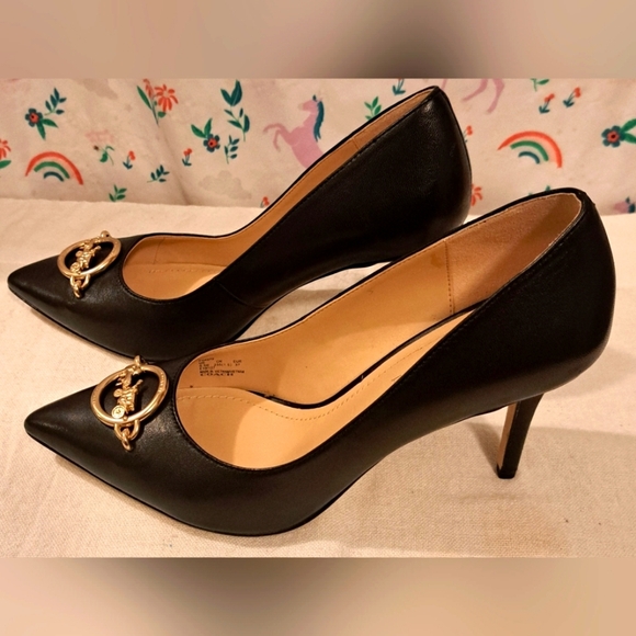 EUC Coach Audrey Black Leather Work Business Office 3in Heel Pump Shoe SZ 6.5 - Picture 1 of 5